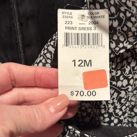 Danny & Nicole Elegant Black and White Patterned Dress - Picture 7 of 7